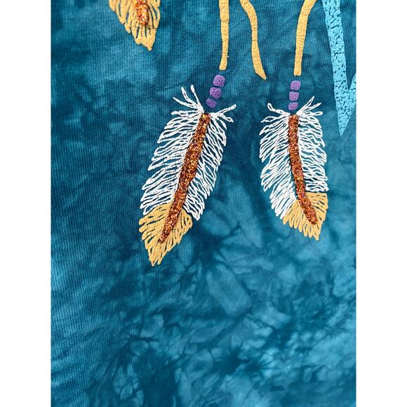 Vintage 90's Western/Tribal Graphic Tye Die T Shirt Womens Sz XL - Picture 12 of 12